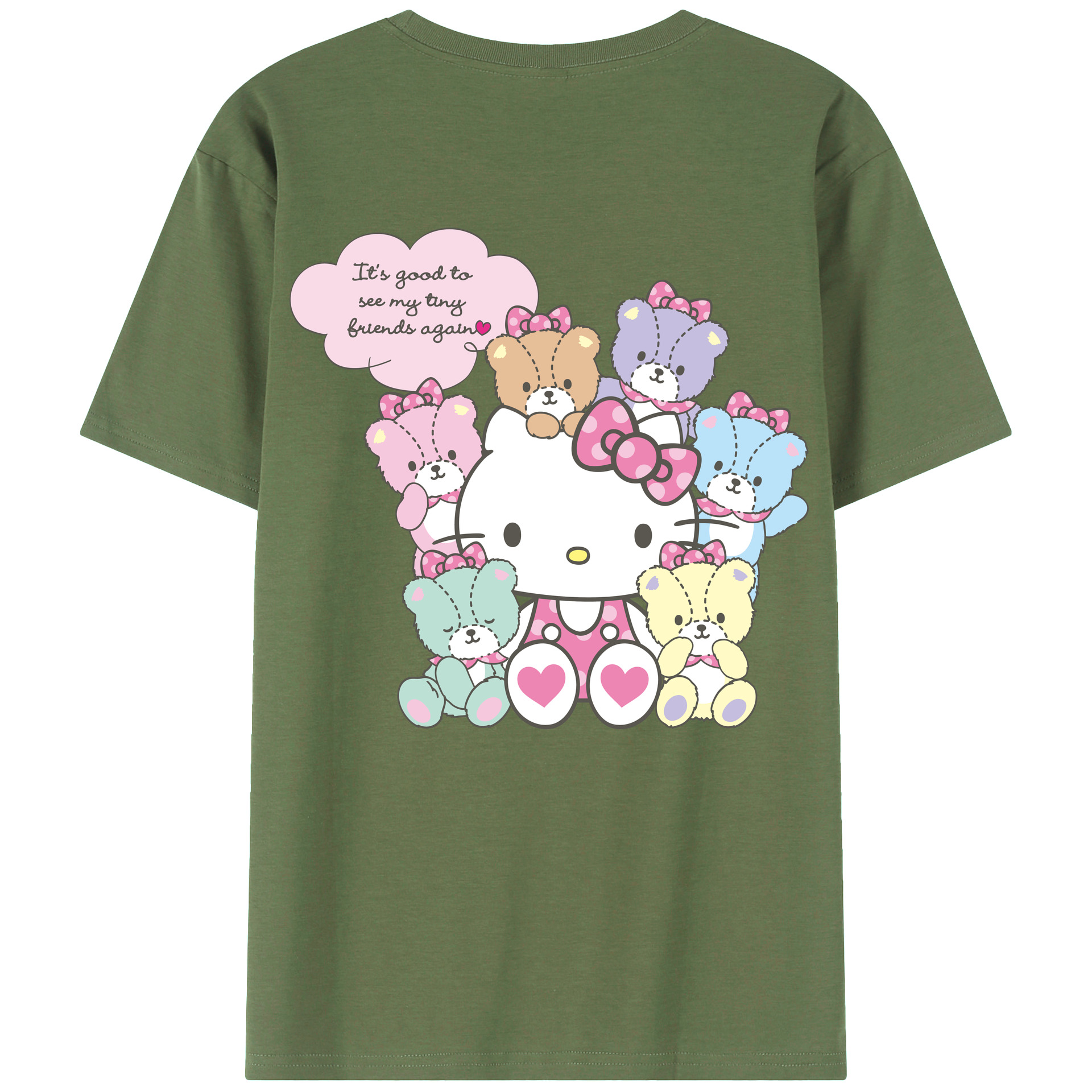 （画像用） Hello Kitty ハローキティ 綿100％ メンズ半袖Tシャツ（バックプリント） 通気性